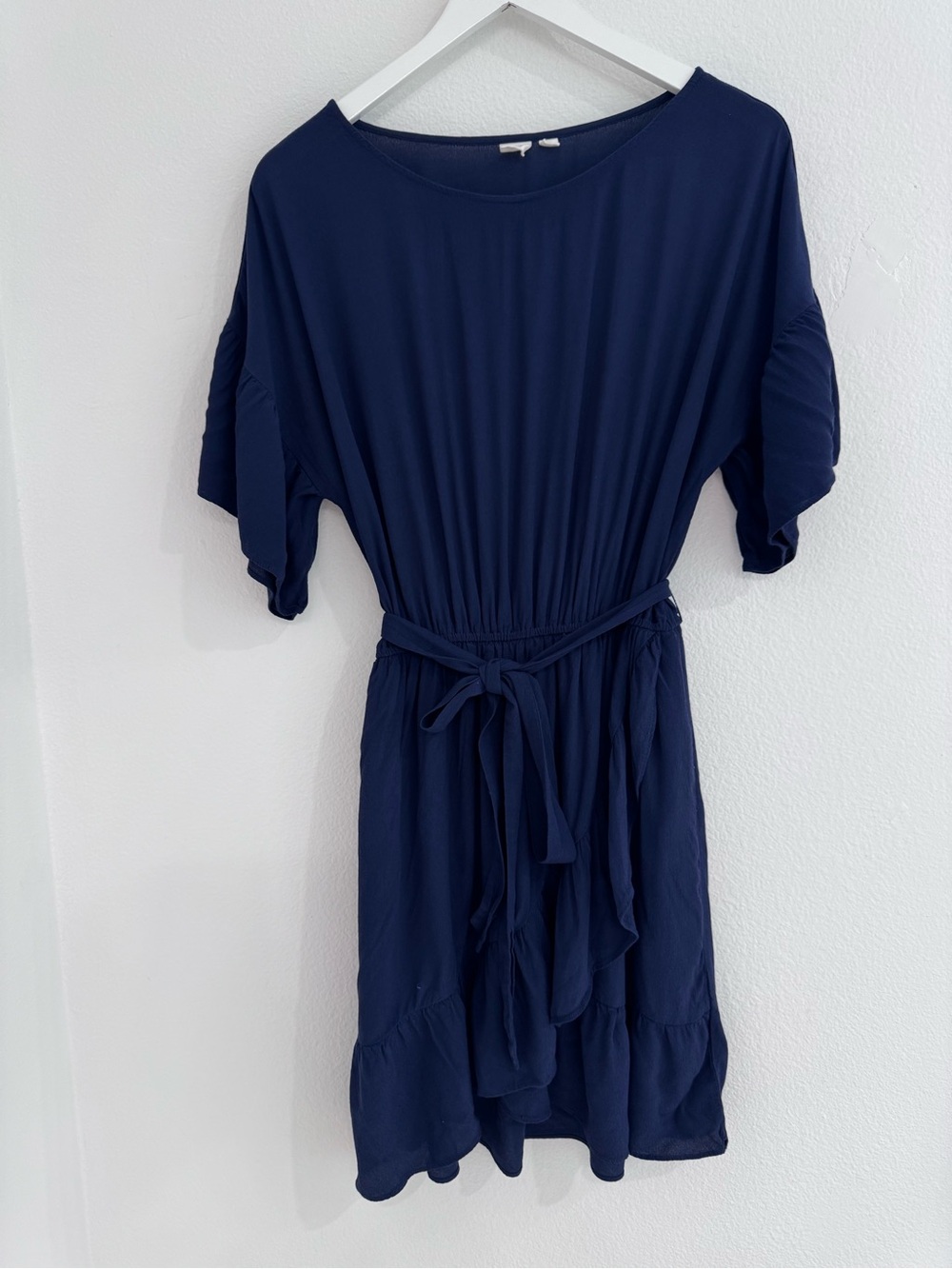 GAP Navy Short-Sleeve Midi Dress with belt